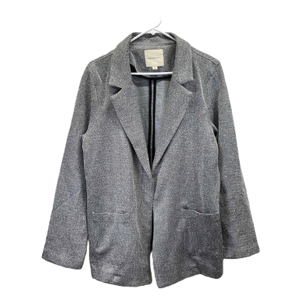 Thread & Supply Gray Womens Notched Lapel Hip Pockets Blazer Jacket XL